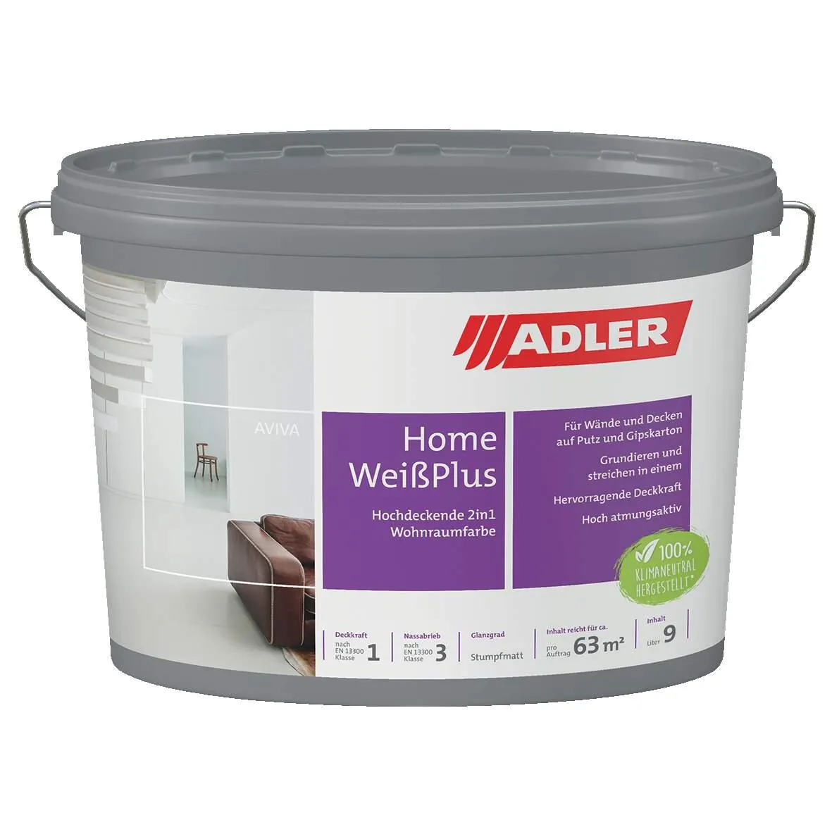 Wandfarbe Aviva Home weiß Plus 3L