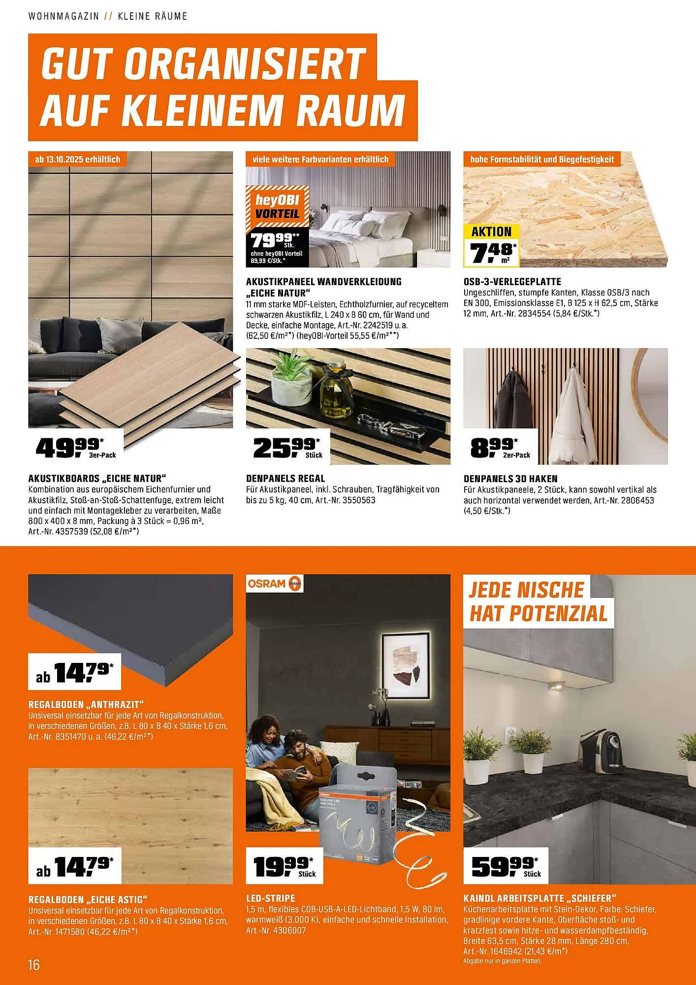 OBI Flugblatt von 16. Oktober bis 30. November 2025 - Flugblätt seite 16