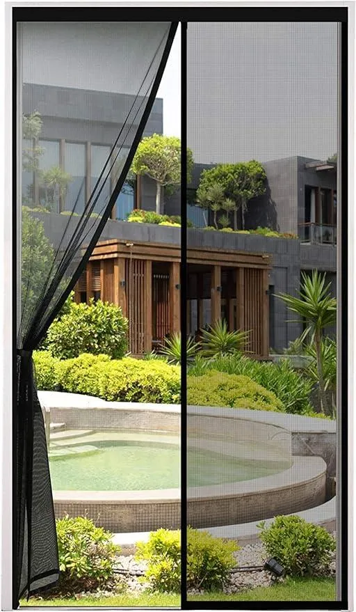 VERDICKTER Fliegengitter Tür Moskitonetz Tür Magnet Vorhang Insektenschutz für Balkontür, Kellertür und Terrassentür Kinderleichte Klebemontage Ohne Bohren, Schwarz, 100x210cm