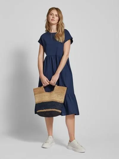 Midikleid mit Rundhalsausschnitt in marine