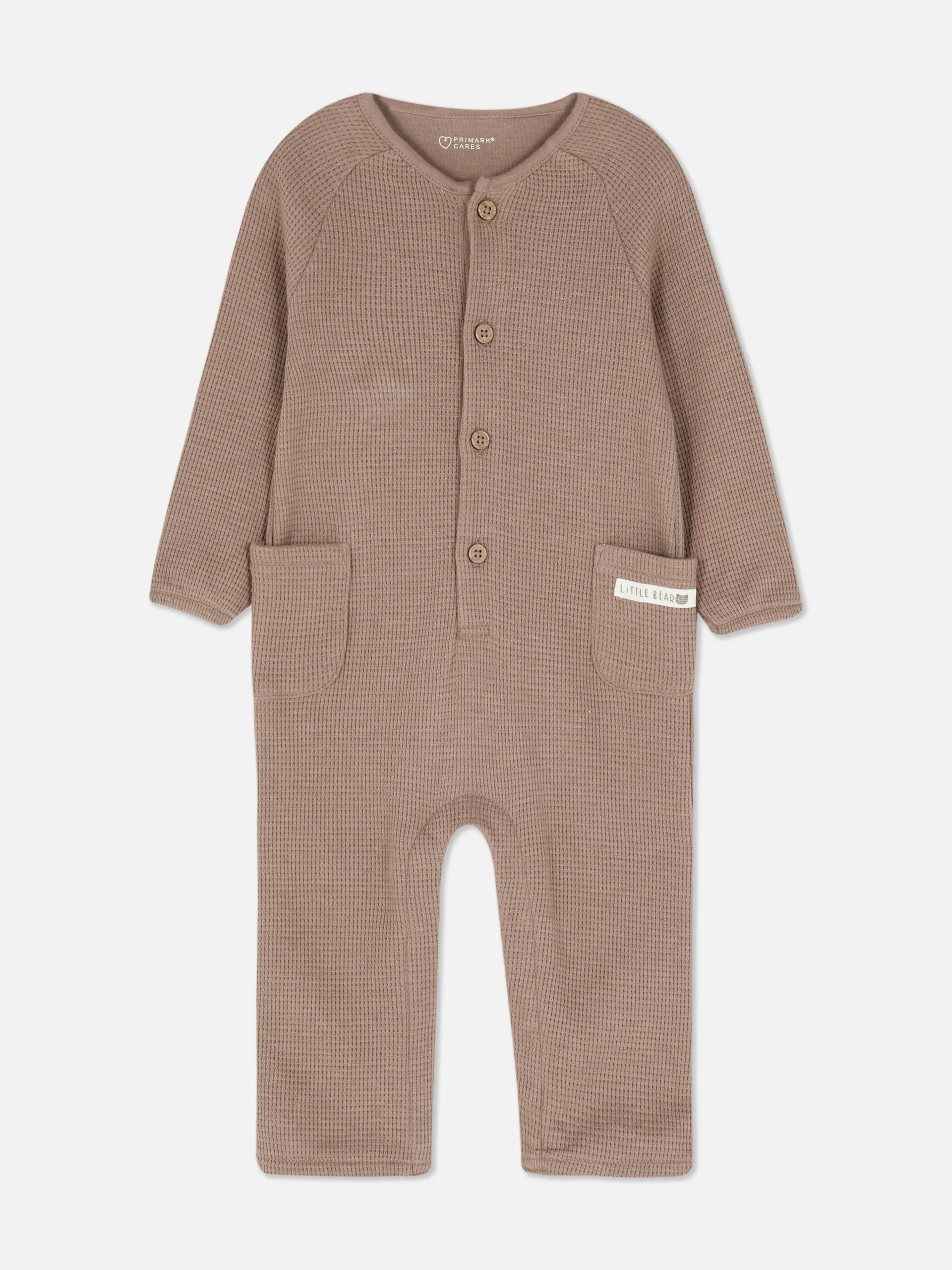 Strampler mit Bärenmotiv in Waffeloptik