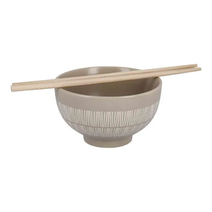 Schale mit Essstäbchen, grau, 13.2 cm