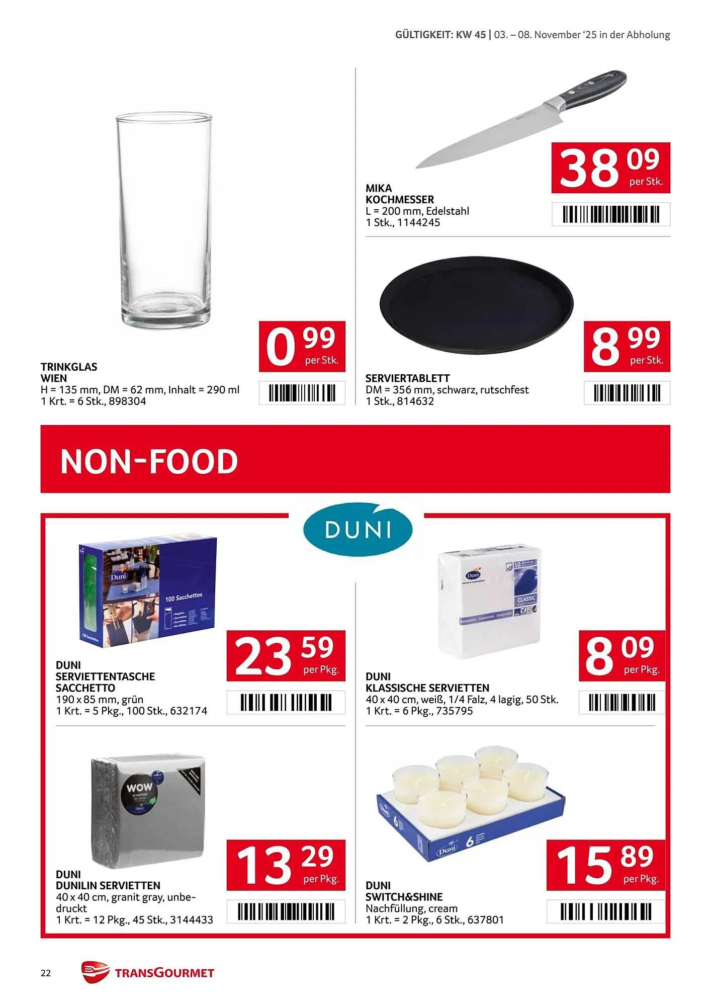 Transgourmet Flugblatt von 3. November bis 9. November 2025 - Flugblätt seite 22