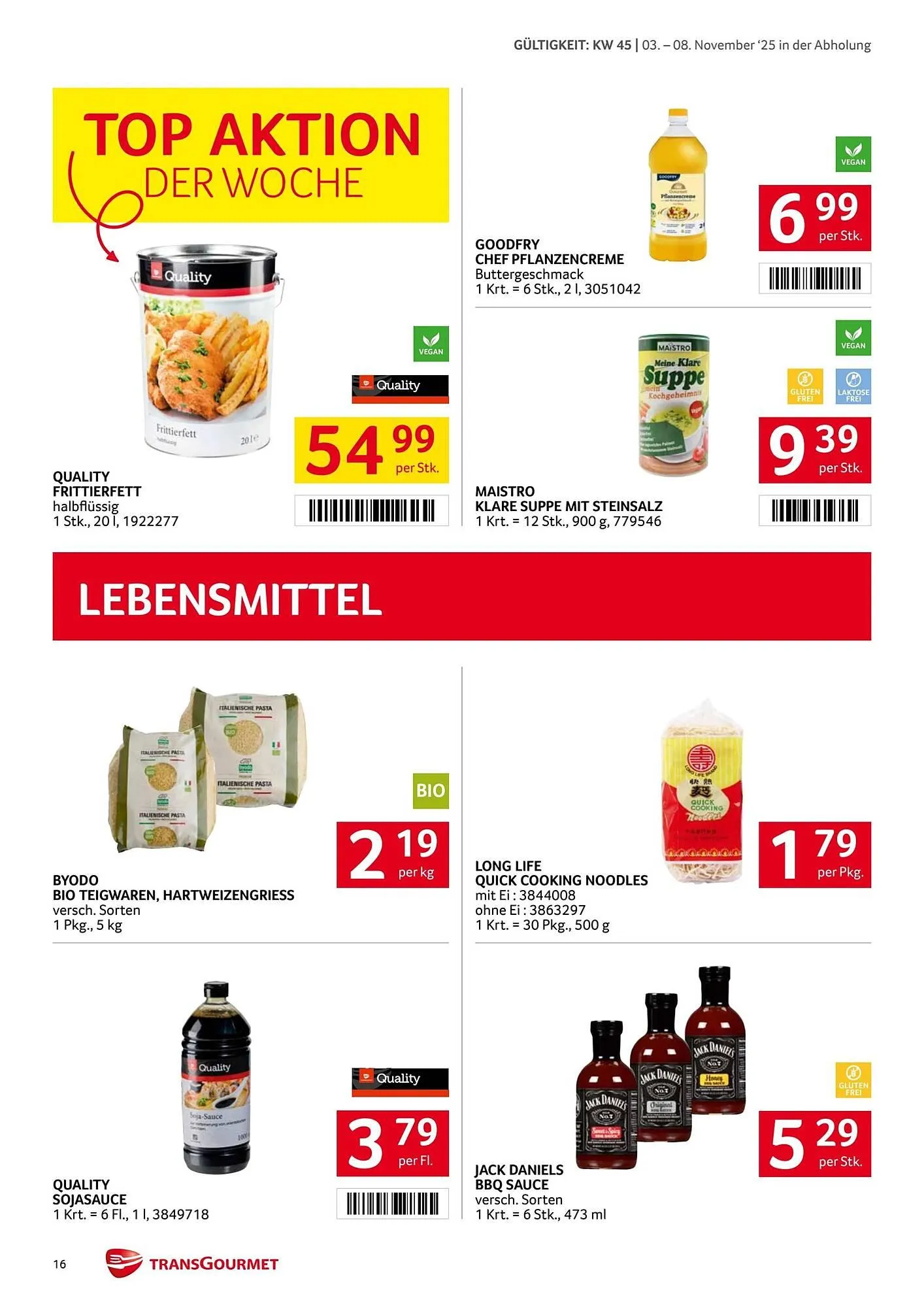 Transgourmet Flugblatt von 3. November bis 9. November 2025 - Flugblätt seite  16