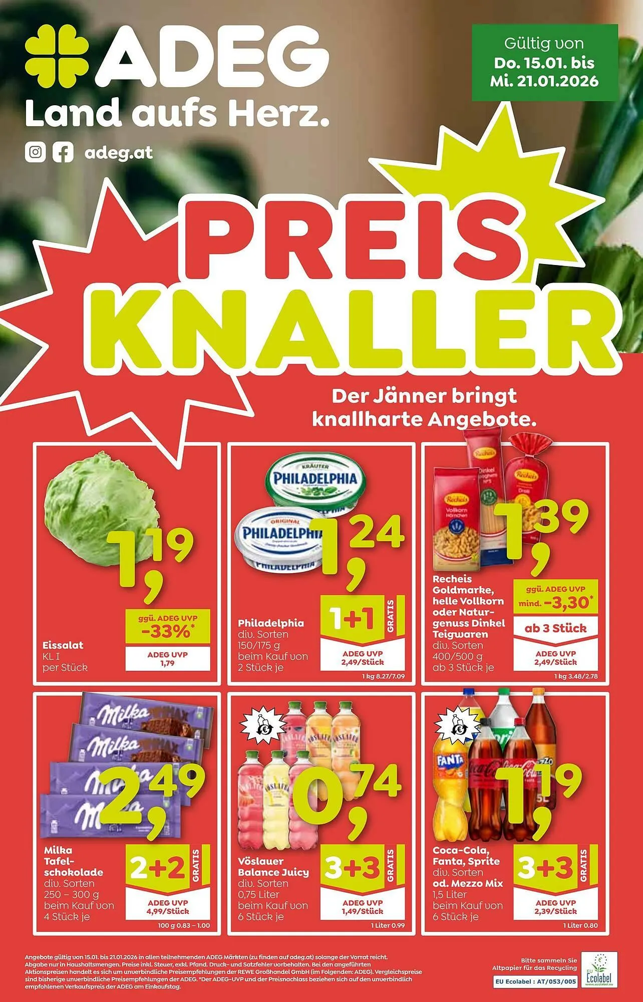 ADEG Flugblatt von 15. Jänner bis 21. Jänner 2026 - Flugblätt seite  1