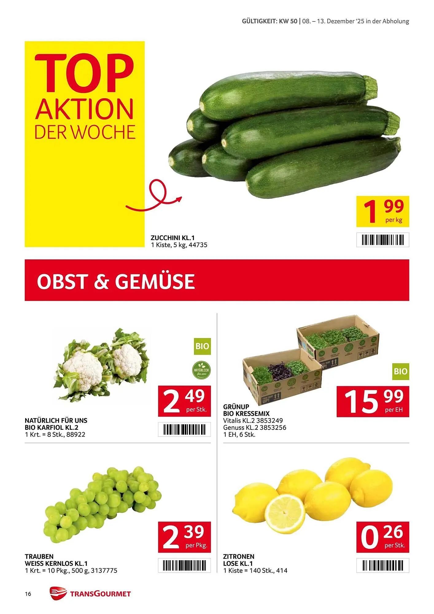 Transgourmet Flugblatt von 8. Dezember bis 14. Dezember 2025 - Flugblätt seite  16