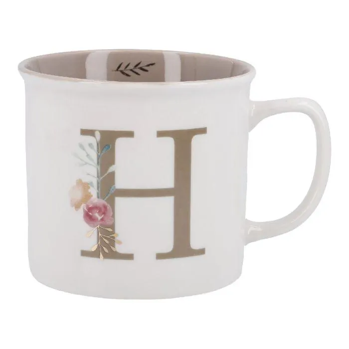 Becher Buchstabe/Blumen, H, 390 ml