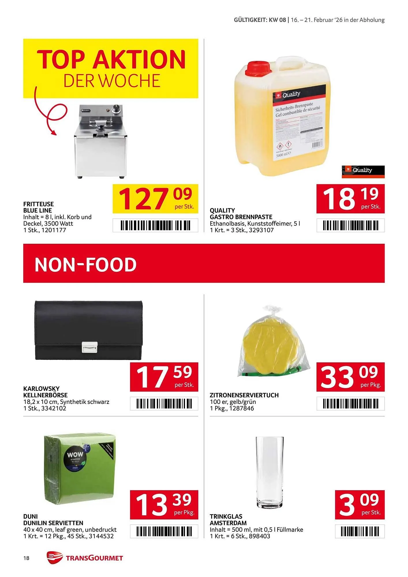 Transgourmet Flugblatt von 16. Februar bis 22. Februar 2026 - Flugblätt seite  18