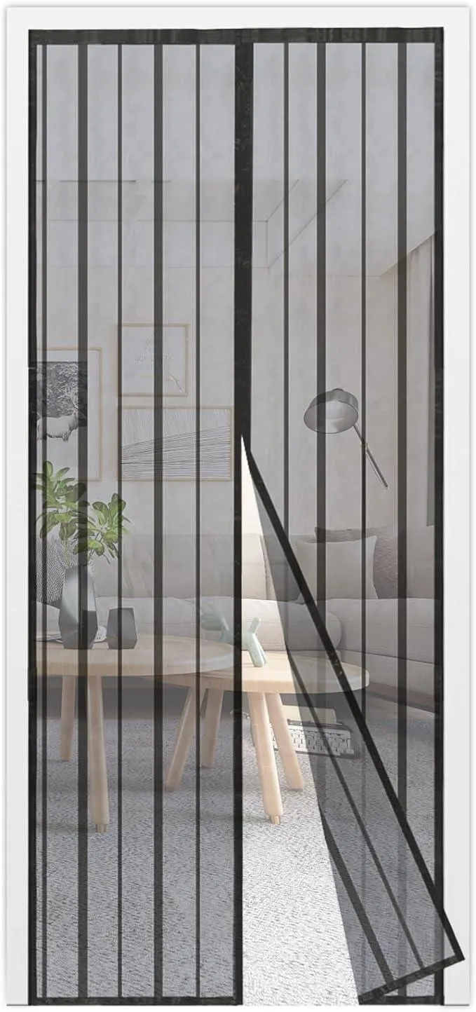 Sekey Magnet Fliegengitter Balkontür ohne Bohren, Türvorhang Fliegenschutz Schiebetür, Insektenschutz Vorhang Tür durch leichte Montage 85x200cm, Schwarz