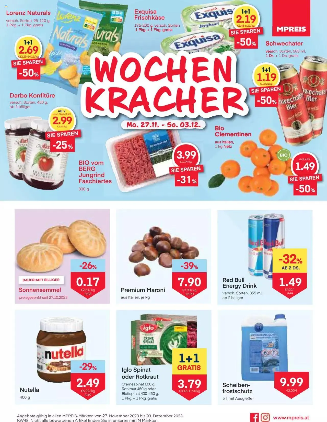 MPREIS Flugblatt von 27. November bis 3. Dezember 2023 - Flugblätt seite 1