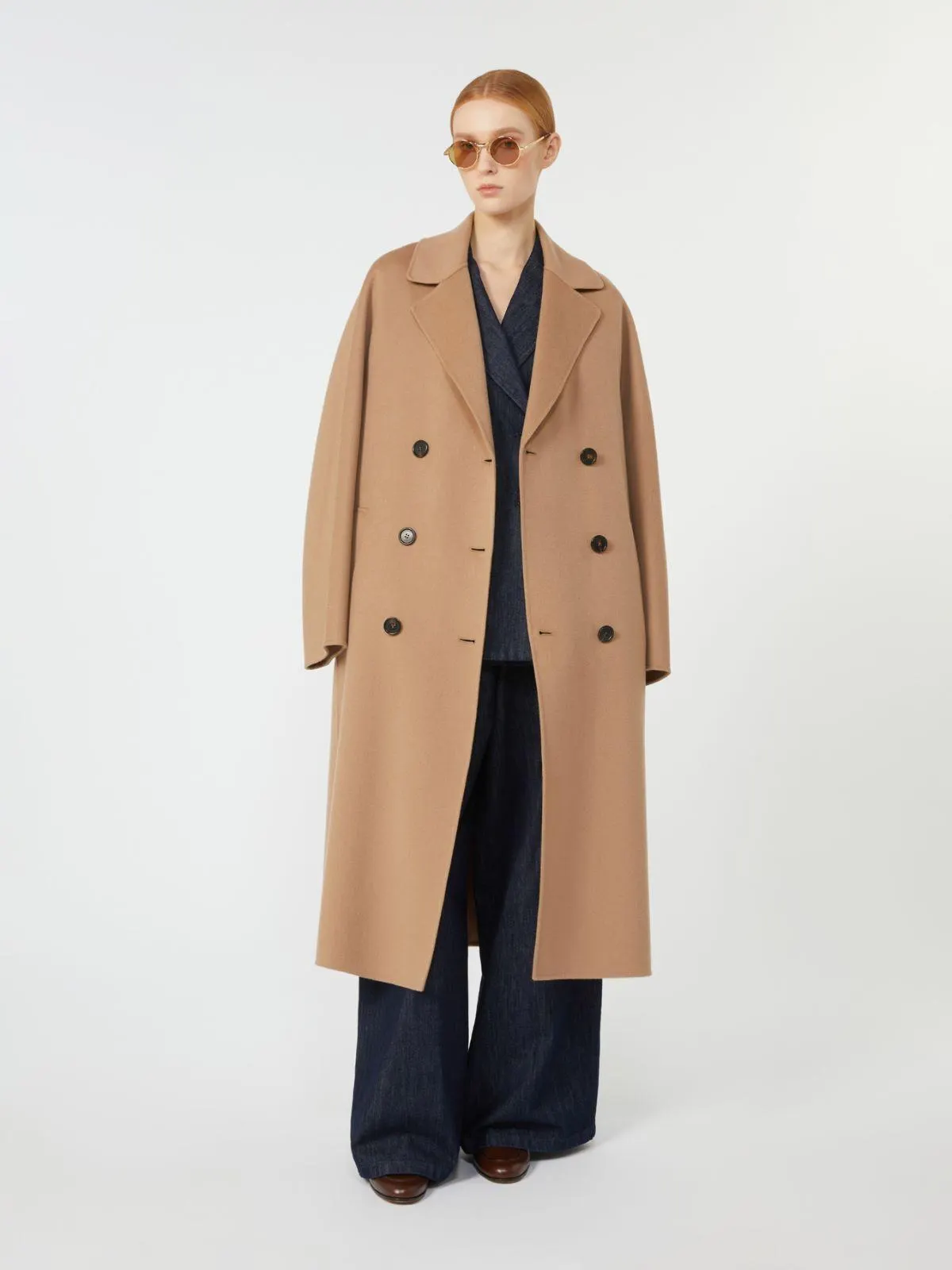 Doppelreihiger Mantel aus Wolle - Beige