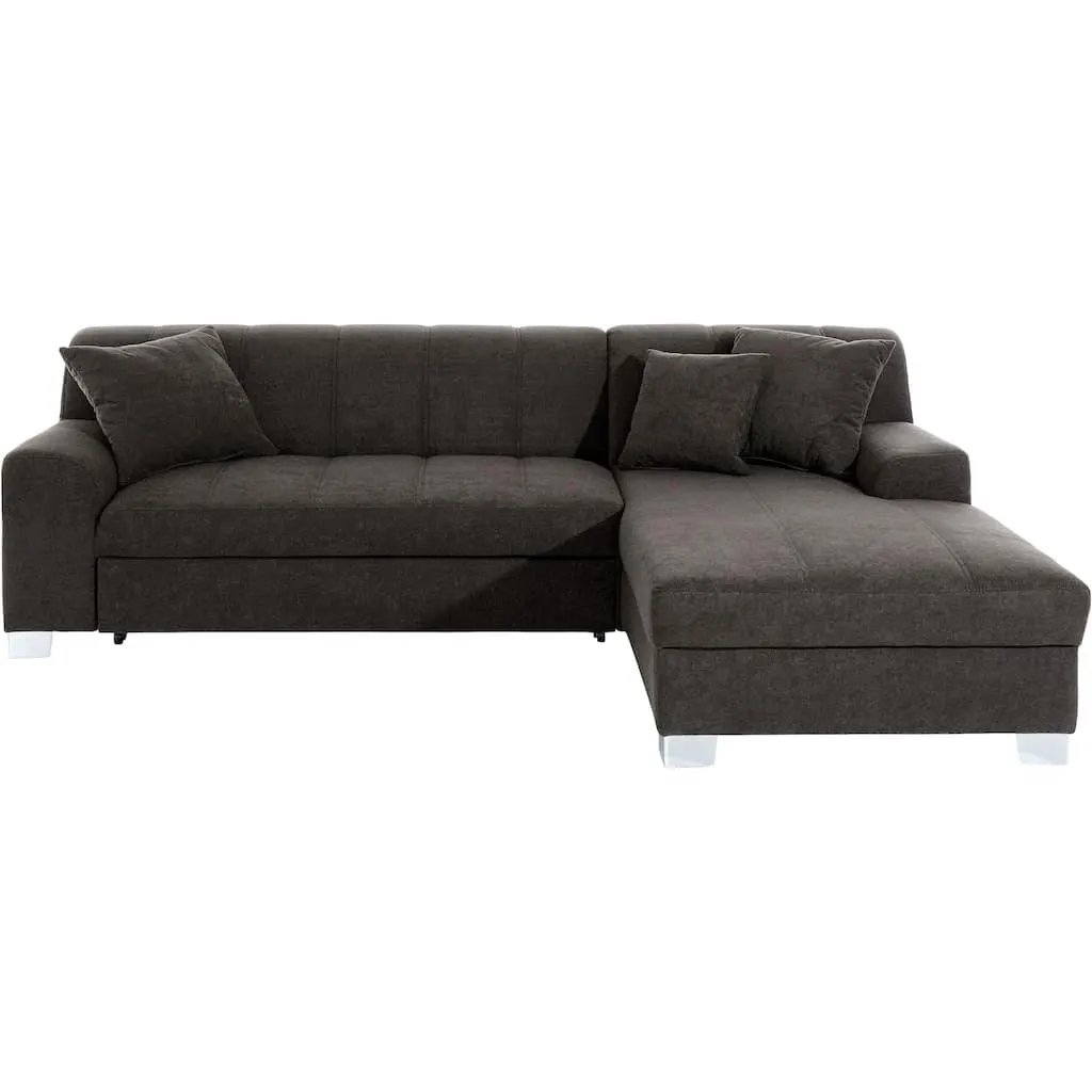 DOMO collection Ecksofa »Turah incl. Zierkissen, moderne Steppung, auch in Leder« wahlweise mit Bettfunktion, Schlafsofa, B/T/H: 239/152/75 cm, L-Form