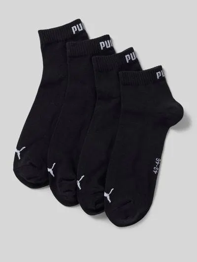 Socken mit Label-Schriftzug im 4er-Pack in black