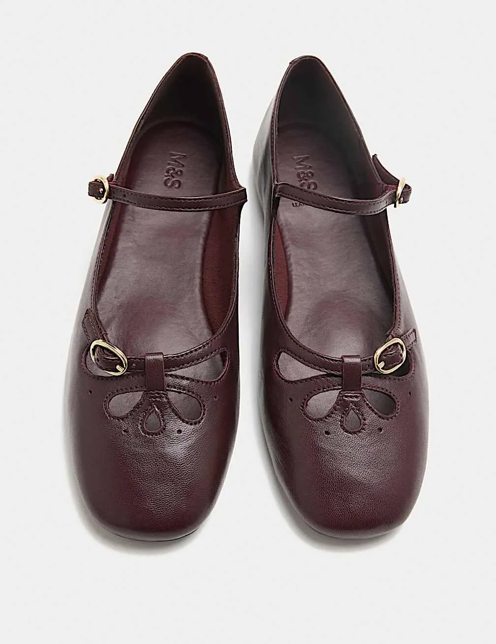 Mary Jane Ballerinas aus Leder mit Cut-out