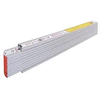 Stabila Zollstock Type 717, 2 m, weiß, weiß/gelbe metrische Schnellablese-Skala, Winkelfunktion, Meterstab aus PEFC-zertifiziertem Holz, Polyamid-Gelenke