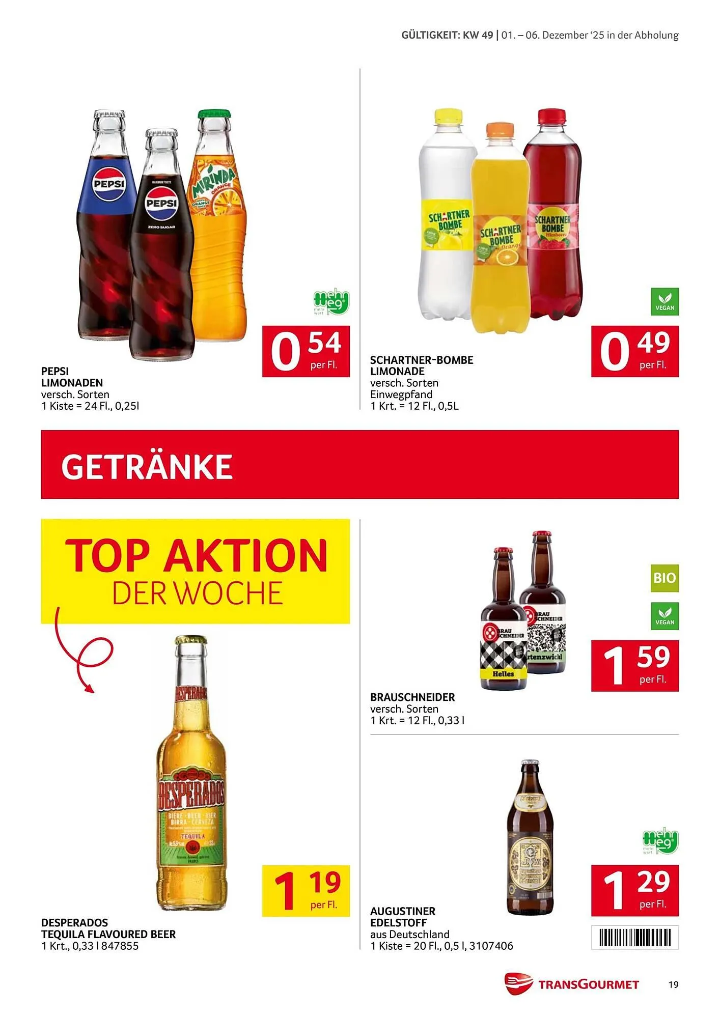Transgourmet Flugblatt von 1. Dezember bis 7. Dezember 2025 - Flugblätt seite  19