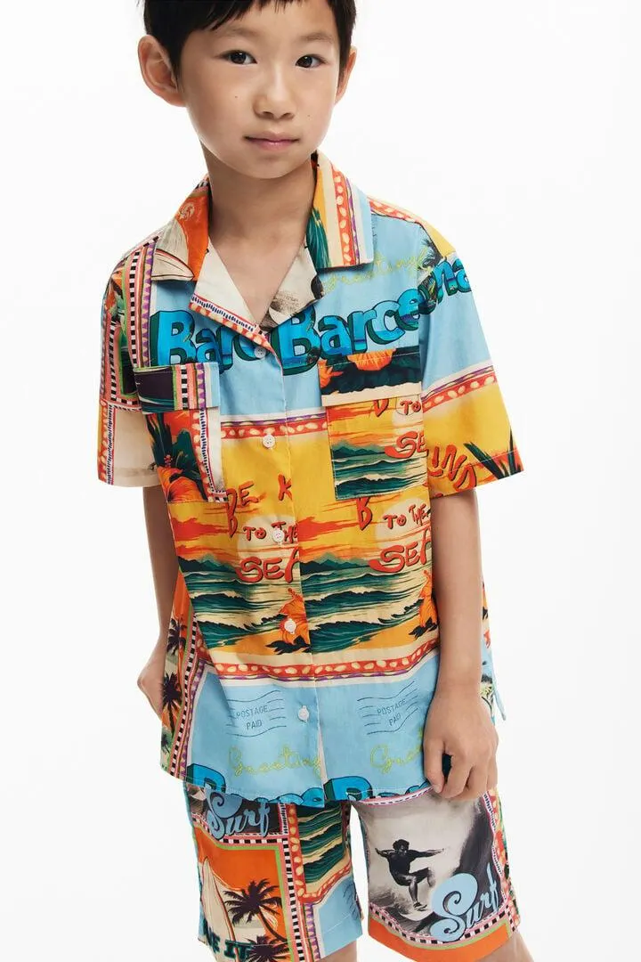 Tropische Postkarten-Hemd
