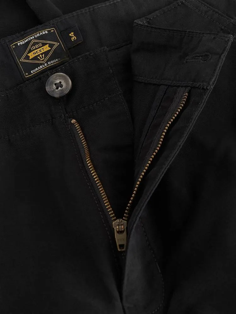 Schwarz - Schmale Passform - Cargo-Hose aus Baumwollstretch,