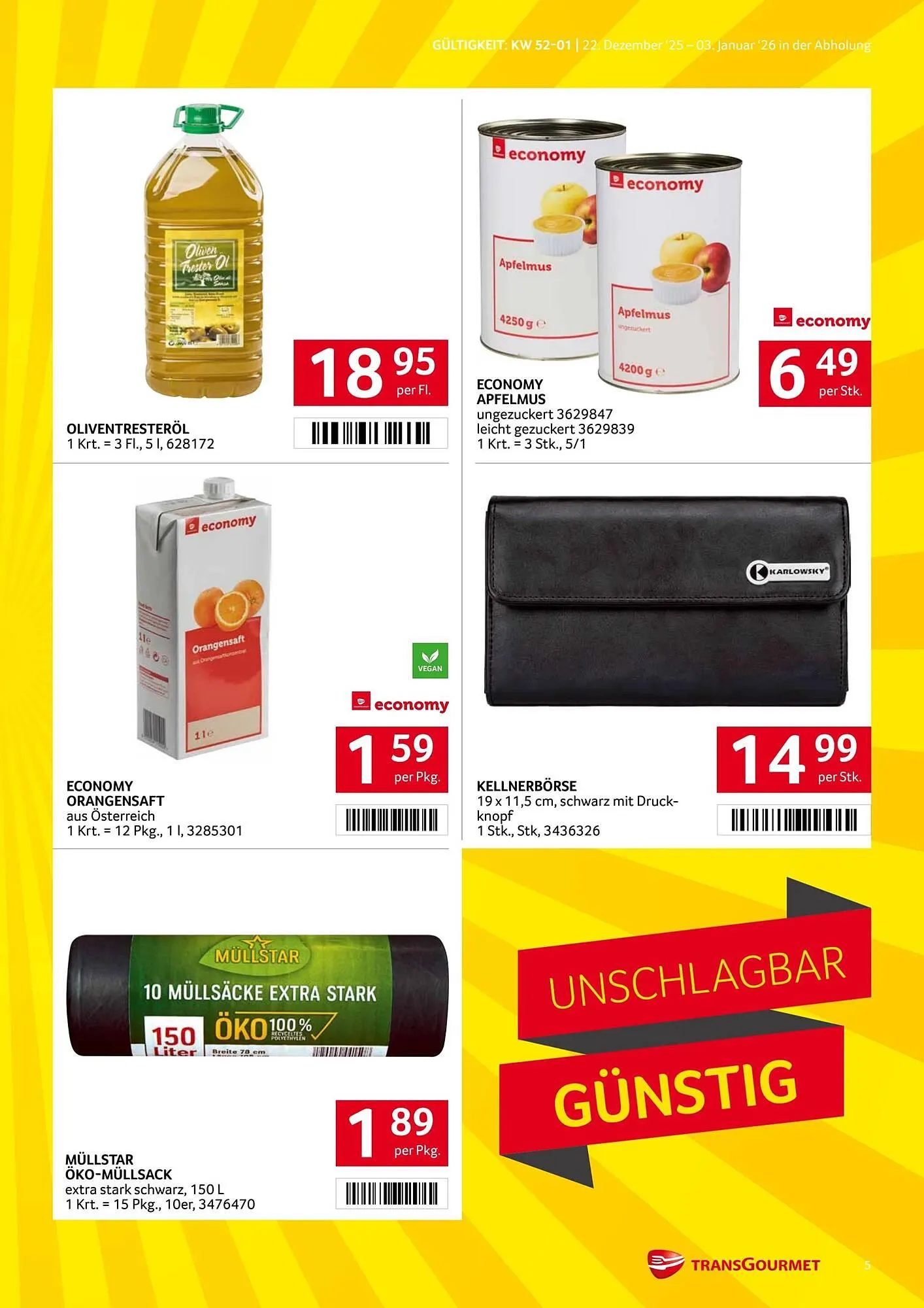 Transgourmet Flugblatt von 22. Dezember bis 4. Jänner 2026 - Flugblätt seite  5