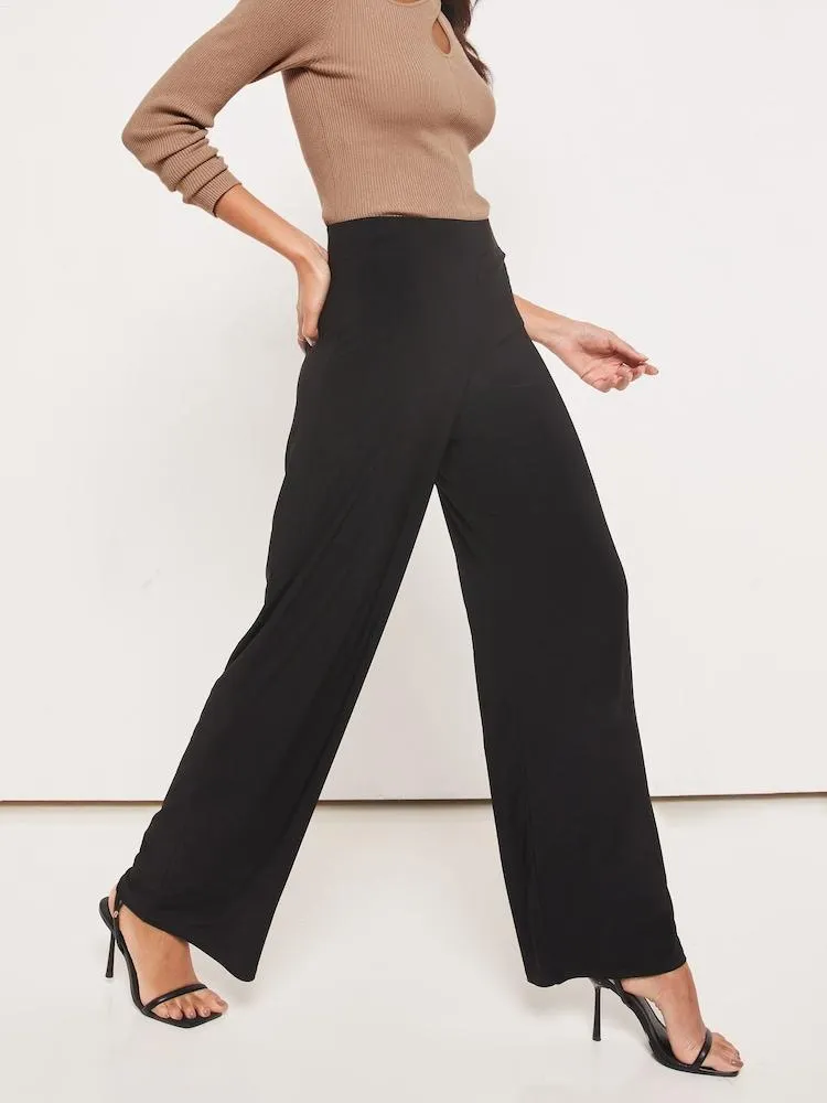 Schwarz - Lipsy – Hose mit hoher Taille und weitem Bein