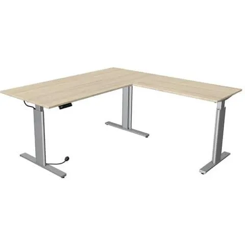 Schreibtisch elekt.höhenv. Ahorn/silber KERKMANN 10234250 180x80+100x60cm
