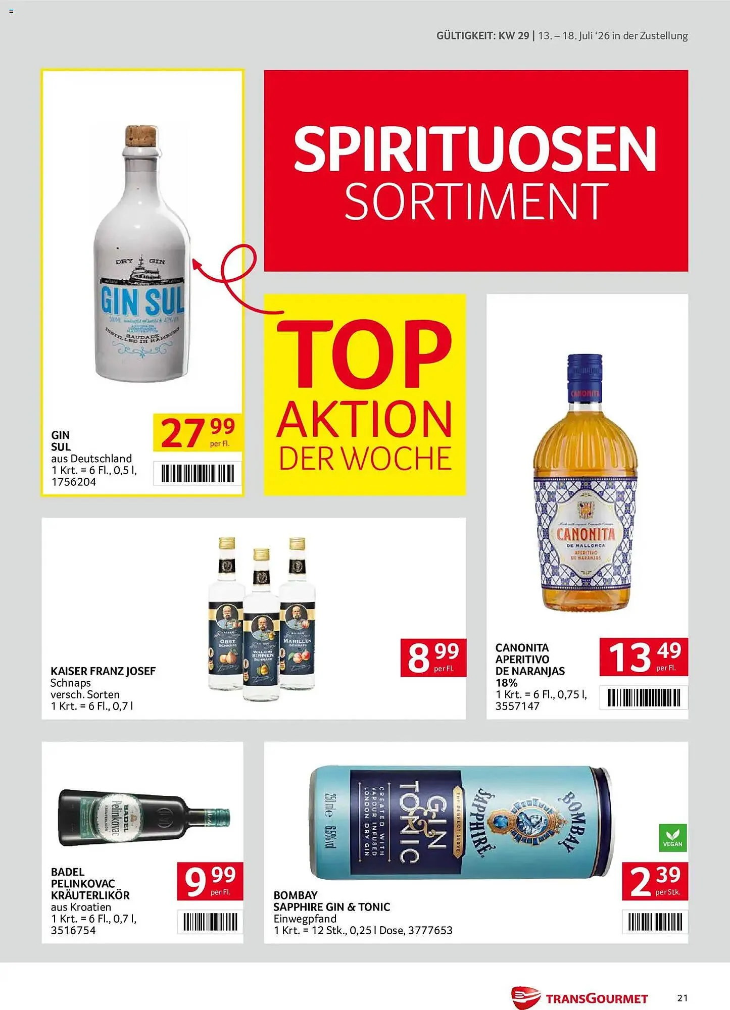 Transgourmet Flugblatt von 13. Juli bis 18. Juli 2026 - Flugblätt seite  21