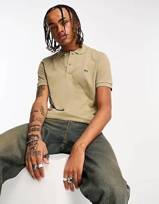 Lacoste slim fit polo shirt in dark beige