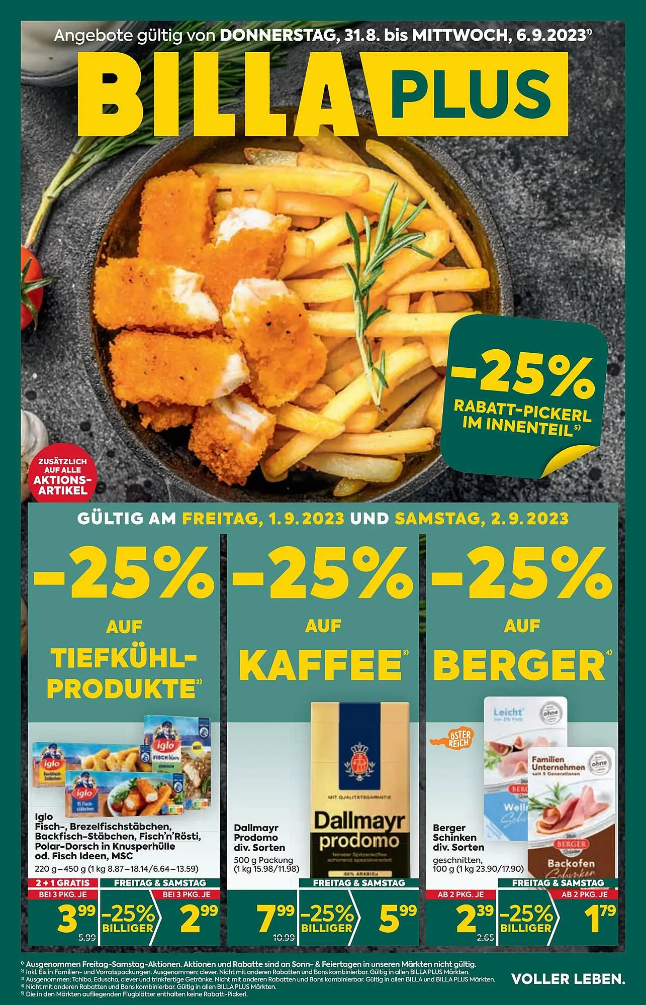 Billa Flugblatt von 31. August bis 6. September 2023 - Flugblätt seite  1