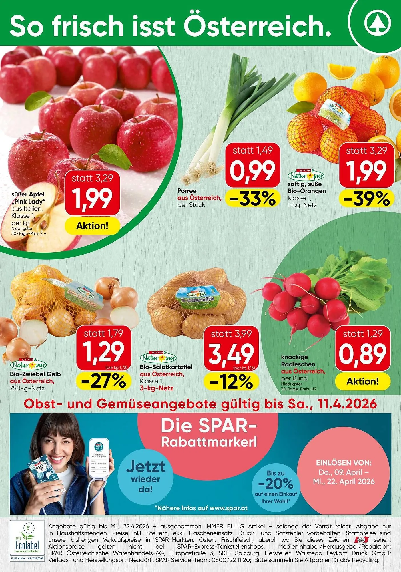 Spar Flugblatt von 9. April bis 22. April 2026 - Flugblätt seite  20