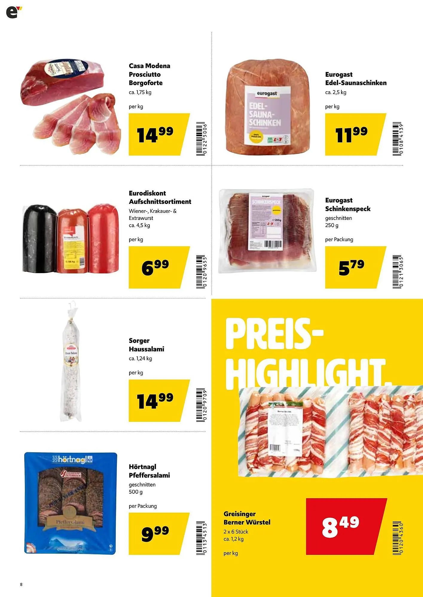 Eurogast Grissemann Flugblatt von 12. Jänner bis 24. Jänner 2026 - Flugblätt seite 8