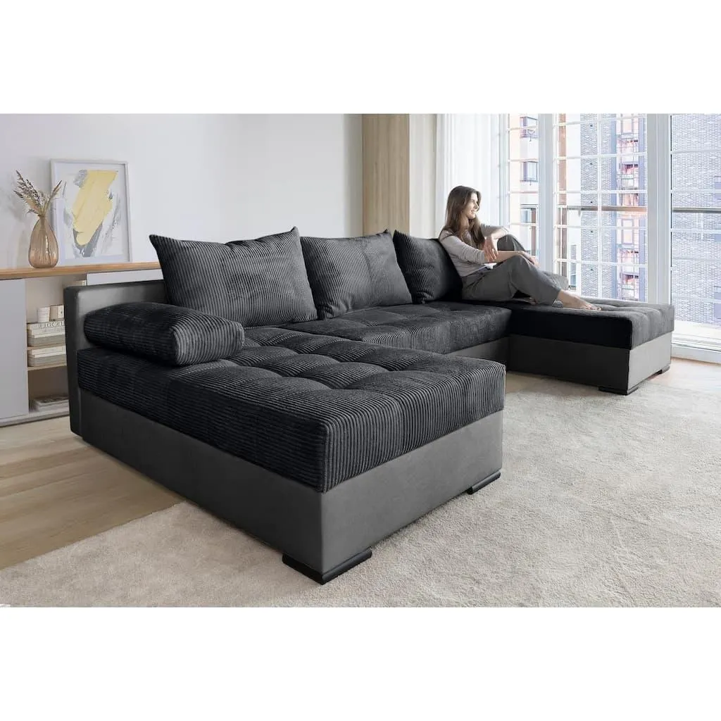 COLLECTION AB Wohnlandschaft »Josy U-Form, B: 269 cm« mit Bettfunktion & Bettkasten, Federkern