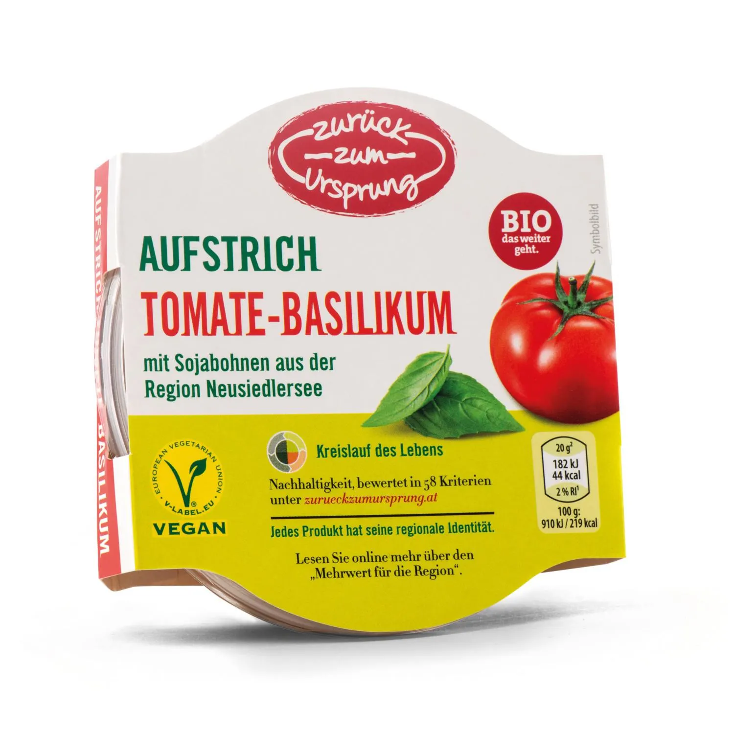 ZURÜCK ZUM URSPRUNG BIO-Veganer Aufstrich, Tomate-Basilikum