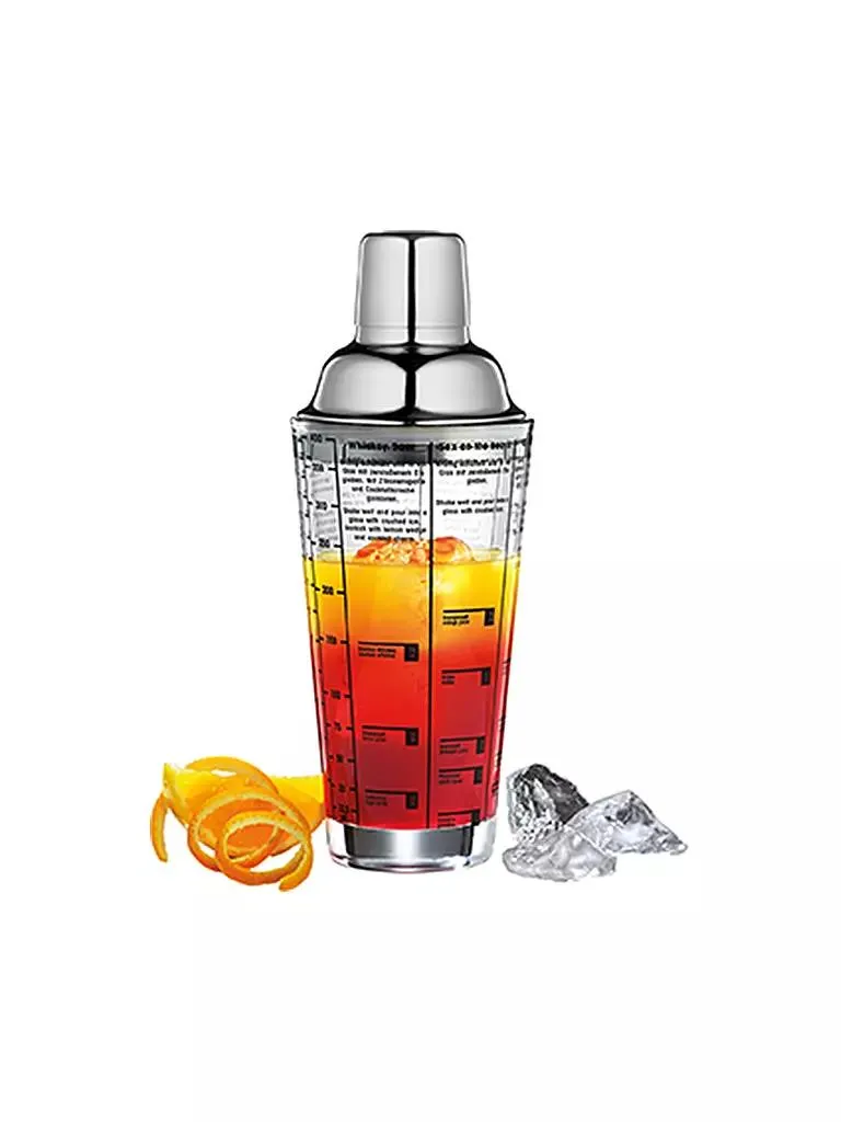 Cocktailshaker mit Rezepten 0,4l Glas/Edelstahl