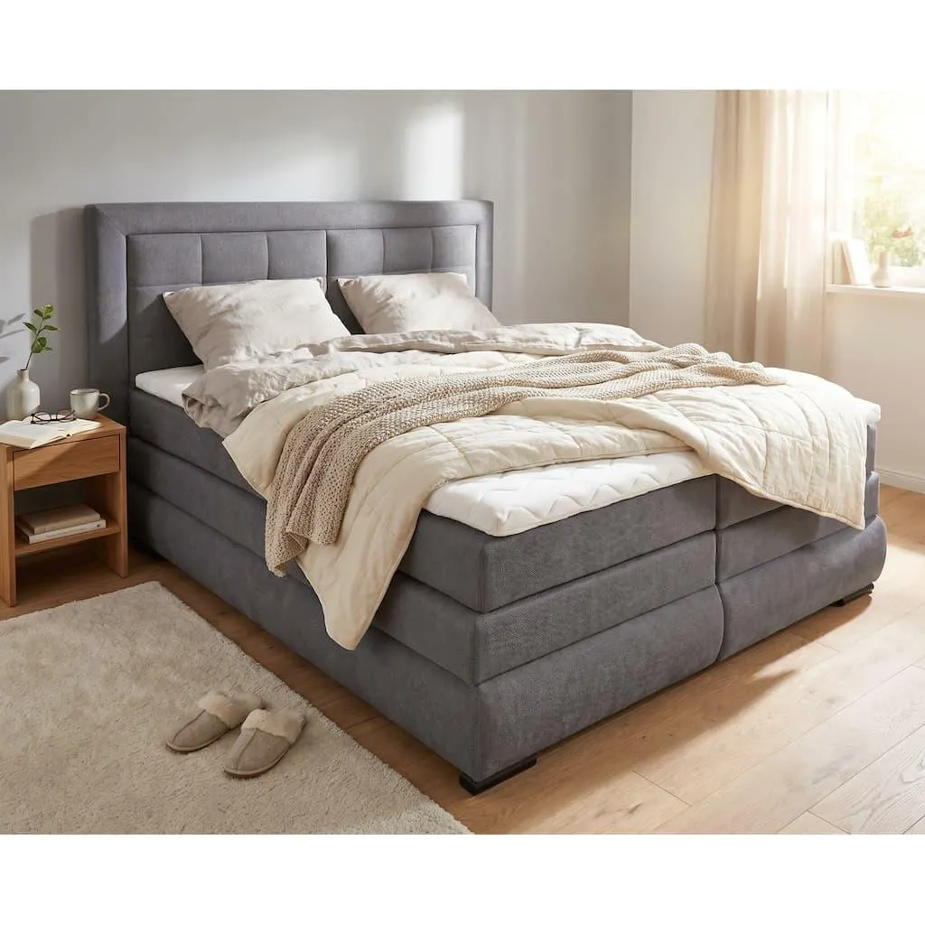 OTTO home Boxspringbett »MIVVA inkl. Bettkasten & Topper, Komfortliegehöhe: 67cm, Breite: 180cm« in H3, H4 oder Hmix H3/H4, wahlweise mit oder ohne LED-Leuchten