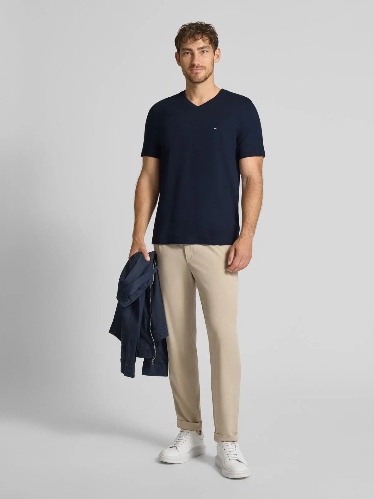 Regular Fit T-Shirt aus reiner Baumwolle in marine