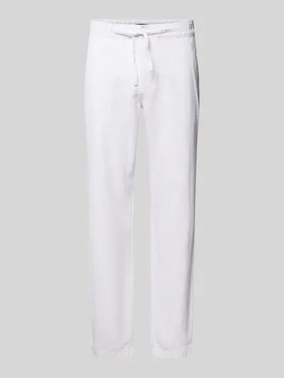 Regular Fit Leinenhose mit Tunnelzug in weiss