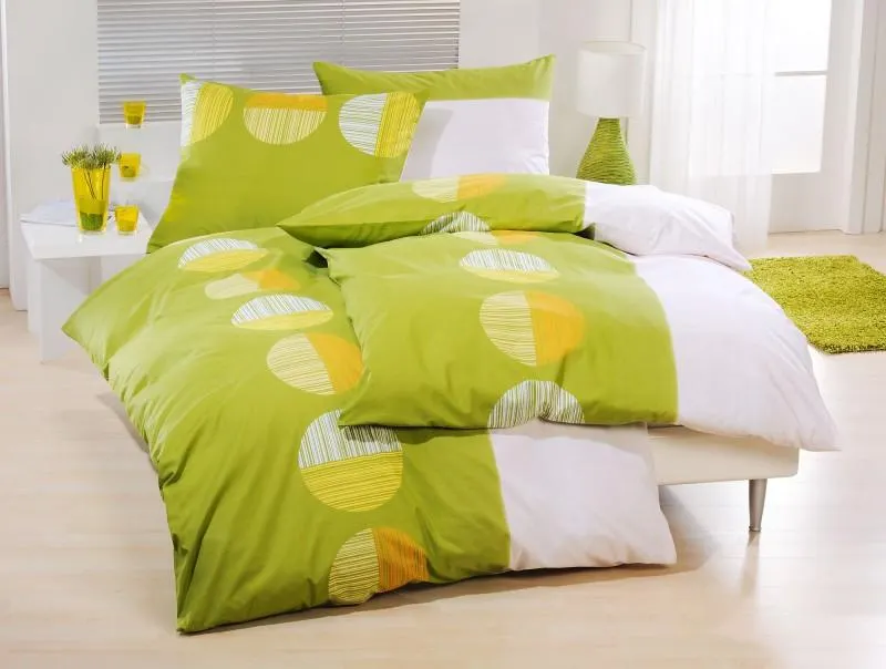 GERALD WITTMANN Trendige Bettwäsche in Glatt-Renforcé Grün gemustert | 70 x 90 / 140 x 200 cm
