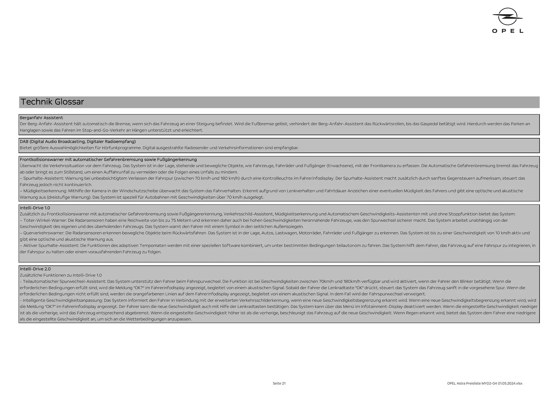 Opel Astra Flugblatt von 16. Mai bis 15. Mai 2025 - Flugblätt seite  21