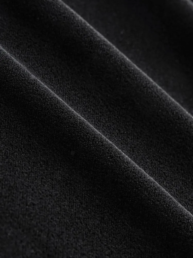 Schwarz - Velvet Elastic Back Wide Leg Trousers