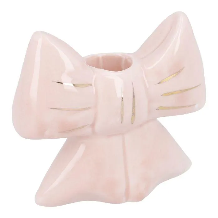 Kerzenständer Schleife, rosa/gold, 9.5 x 9 cm