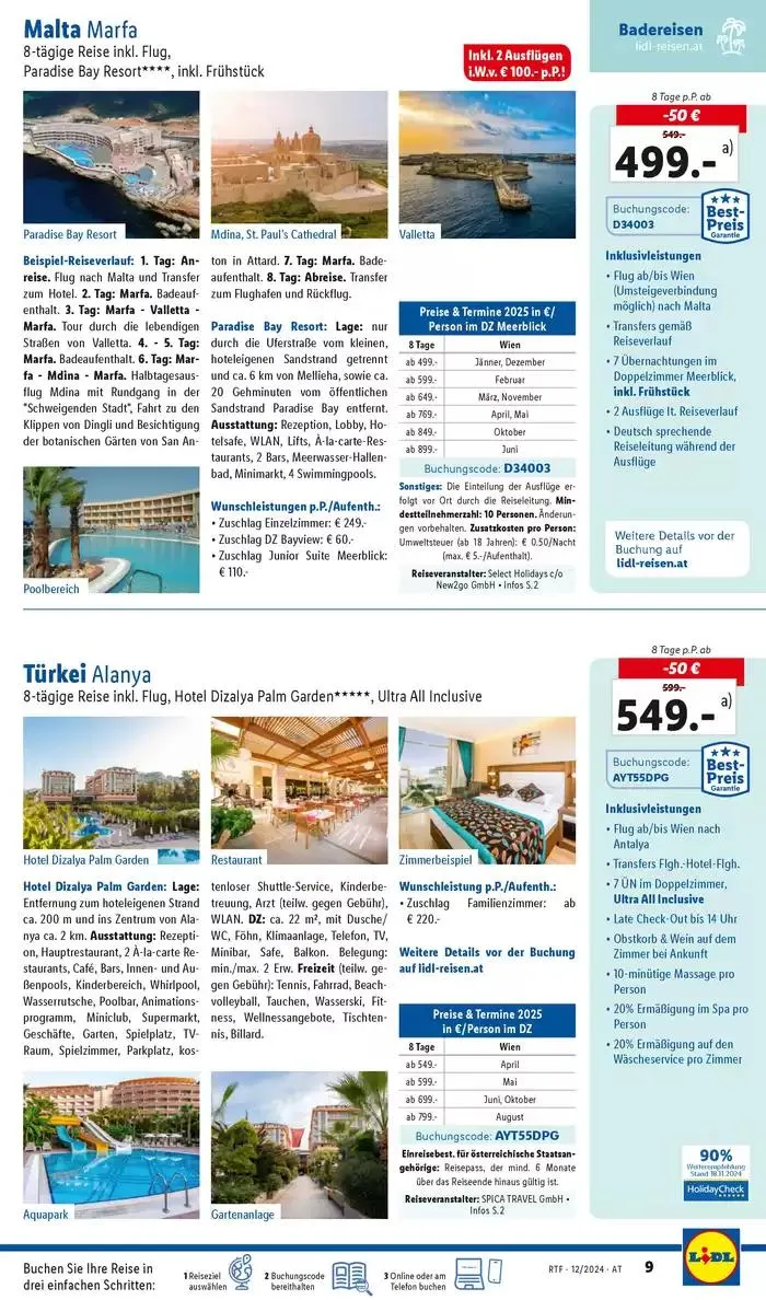 Aktuelle Reiseprospekte Themenprospekt Dezember von 13. Dezember bis 15. Jänner 2025 - Flugblätt seite 9