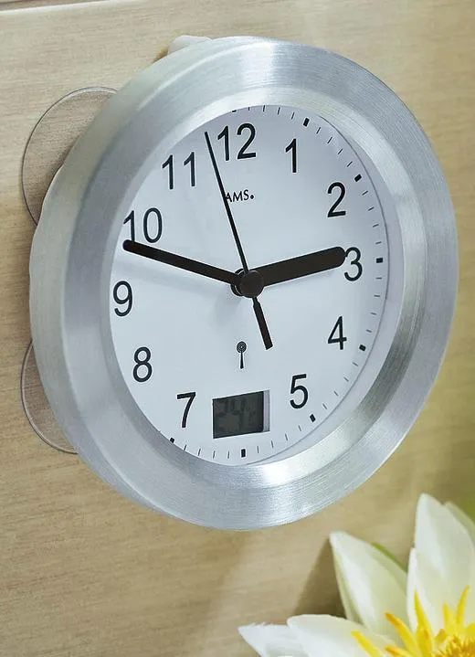 Badezimmeruhr mit digitaler Temperaturanzeige