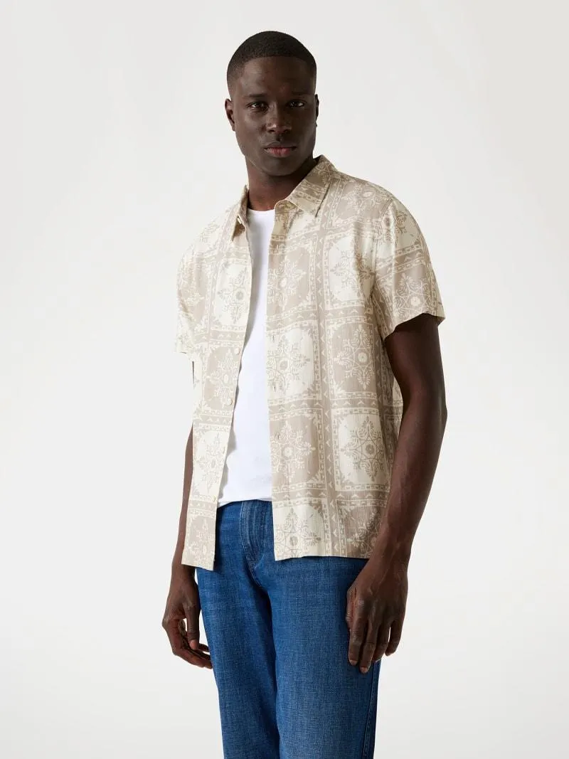 Hemd Leinenmix Print