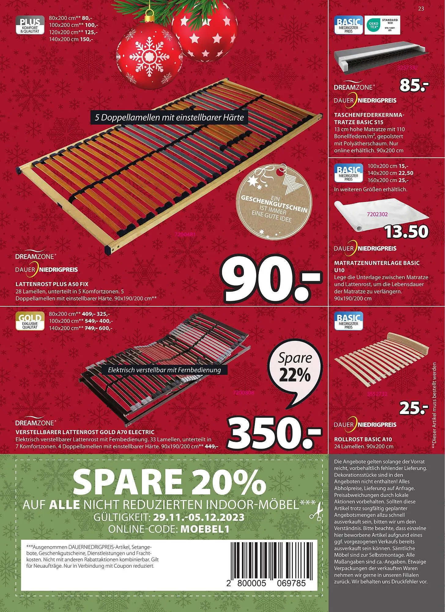 JYSK Flugblatt von 29. November bis 2. Jänner 2024 - Flugblätt seite  23