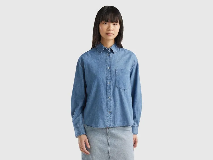 Cropped Hemd aus Chambray