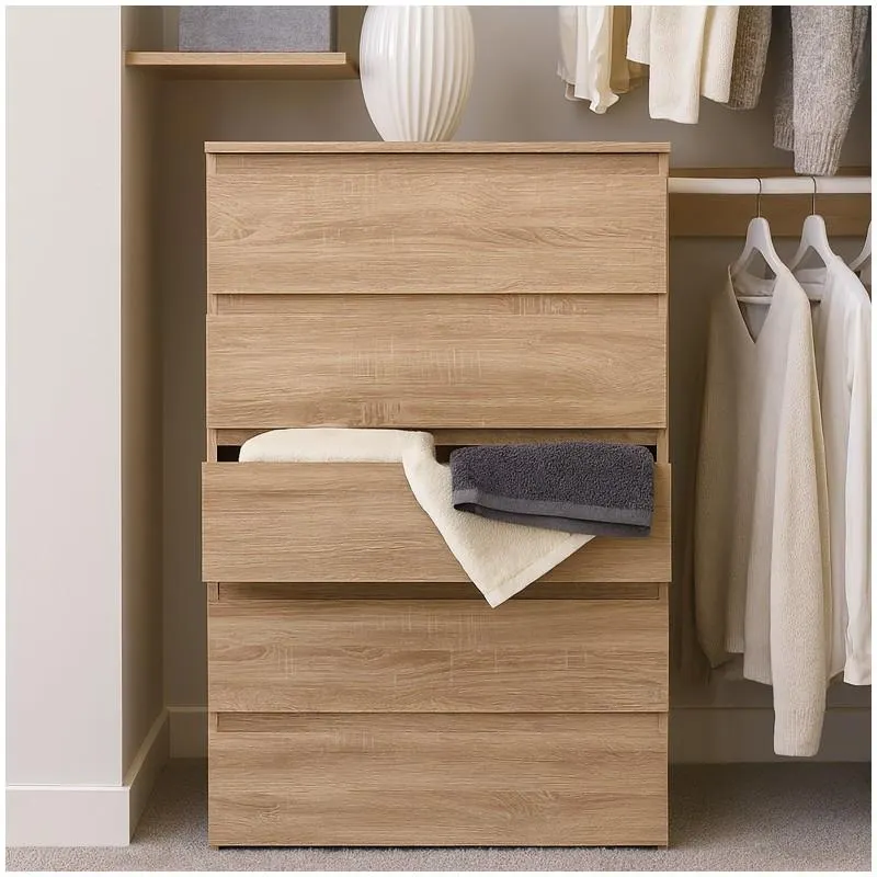 HTI-Living Kommode mit 5 grifflosen Schubladen Sonoma Modernes Design Braun