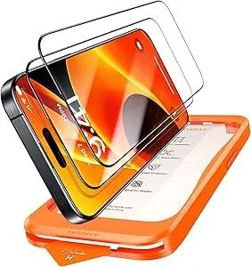 TORRAS für iPhone 16 Pro für Panzerglas [Full Screen] TOP Bruchsicherheit Folie für iPhone 16 Pro Schutzfolie 9H+ Schutzglas [Auto-Installation] Anti-Fingerabdruck, 2 Stück