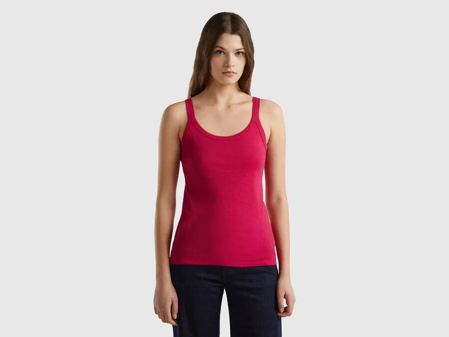 Top aus reiner Baumwolle in Kirschrot