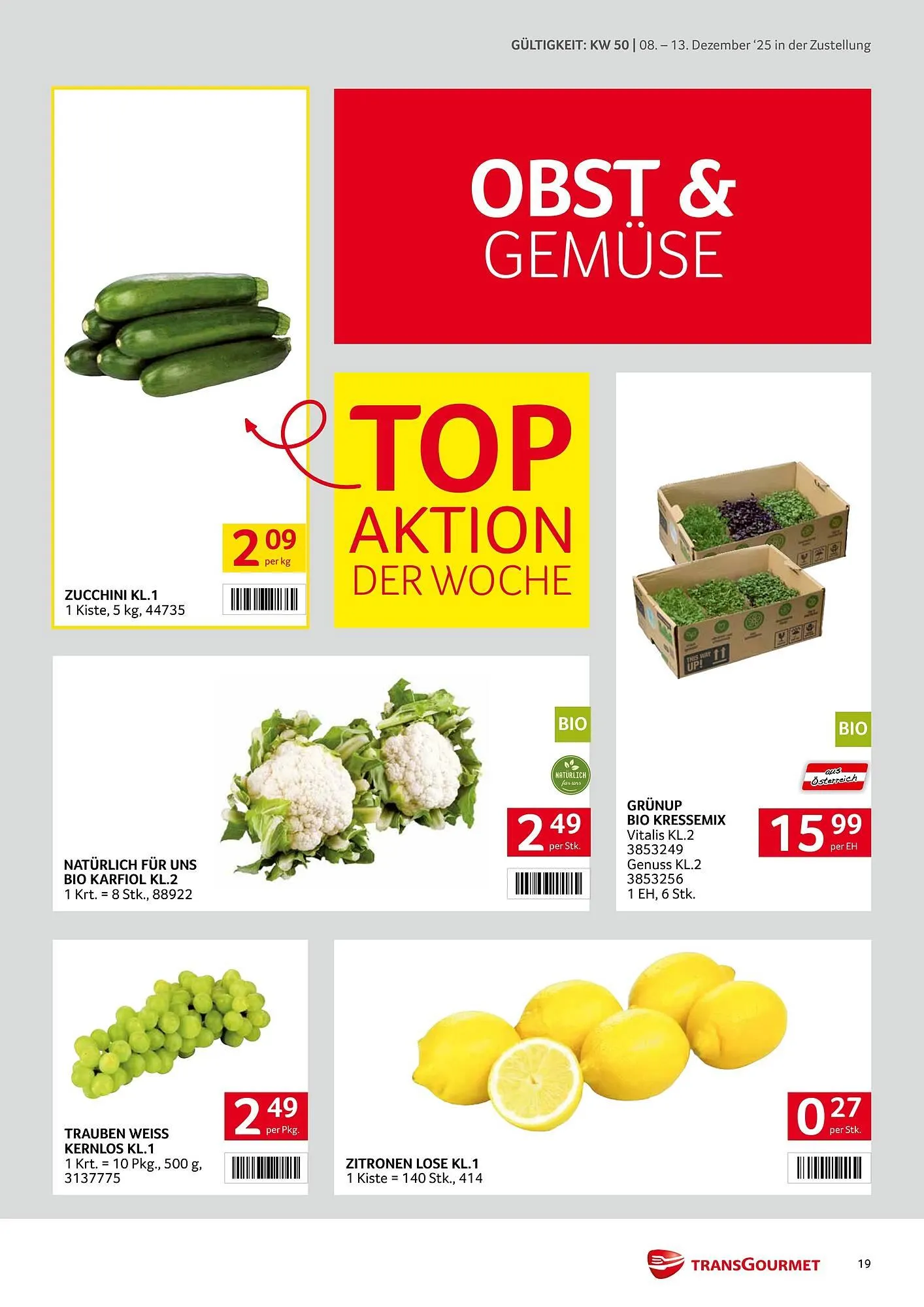 Transgourmet Flugblatt von 8. Dezember bis 13. Dezember 2025 - Flugblätt seite  19