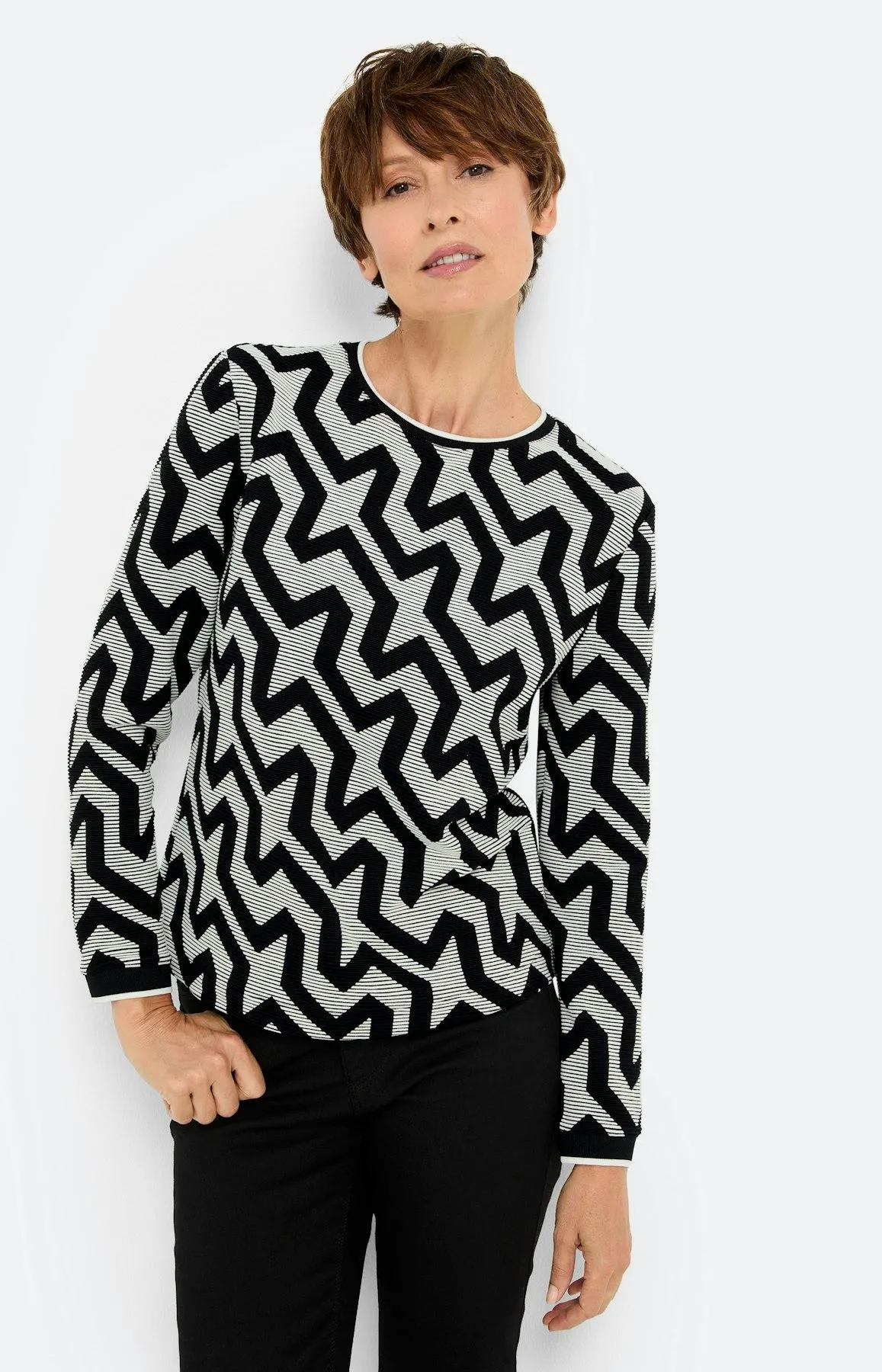 Sweatshirt mit Riffelstruktur, gemustert